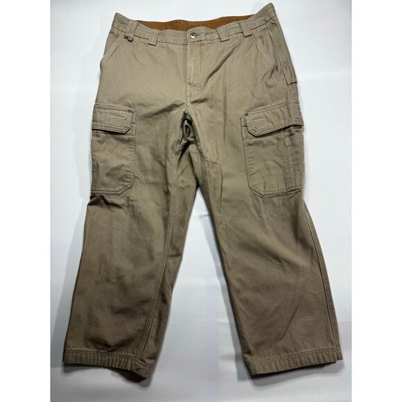 Duluth Trading Co. Men's Relaxed Fit Khaki Cargo Pants - Size 42x30 (41x28) - Picture 1 of 4